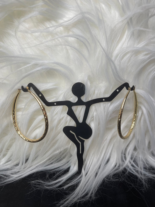 Gold Teardrop Hoop Earrings (60mm diameter)