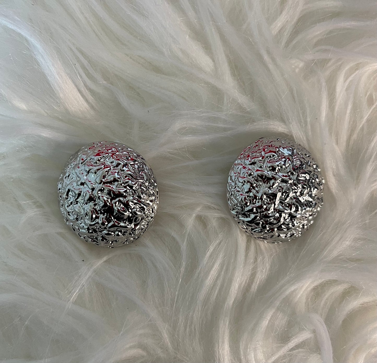 Round Hammered Clip On Earrings