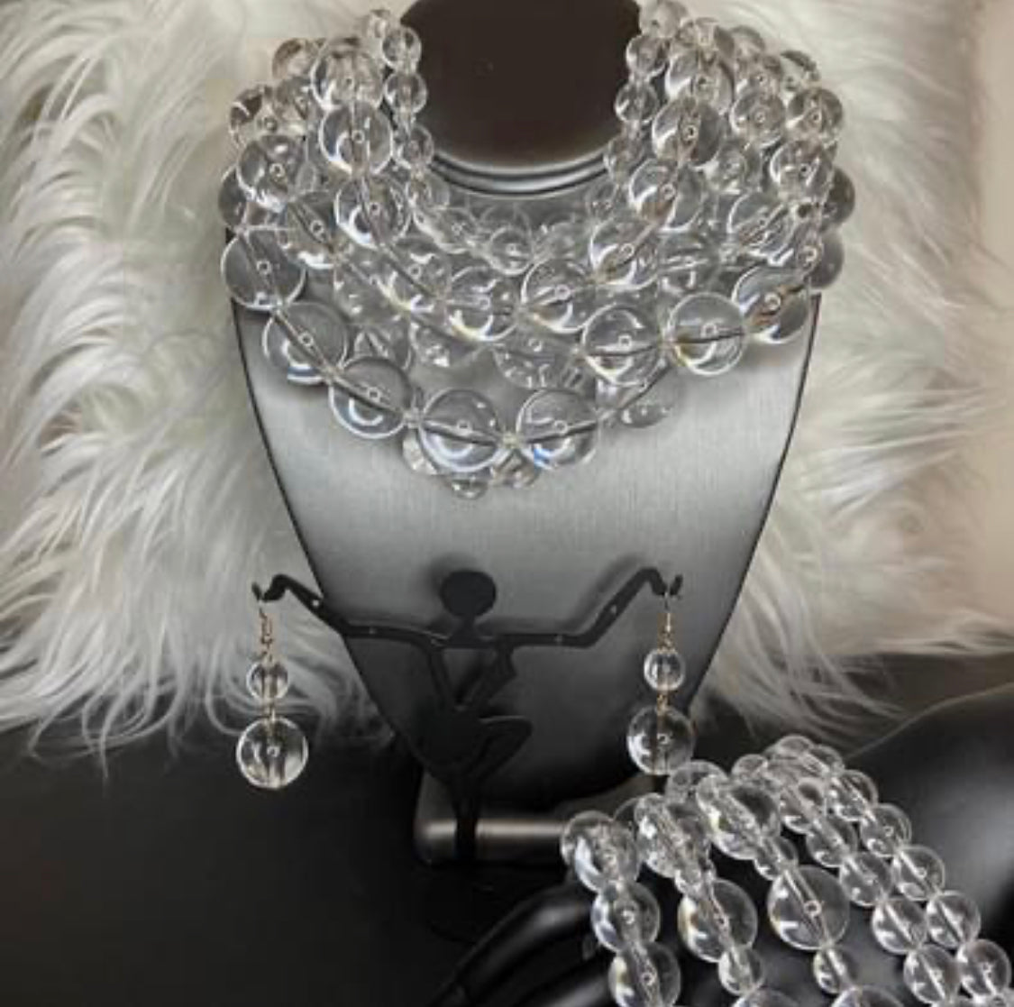 5 Tier Clear Gum Ball Necklace set