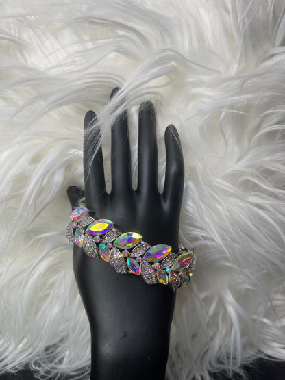 AB Rhinestone Bracelet with Silver Accents