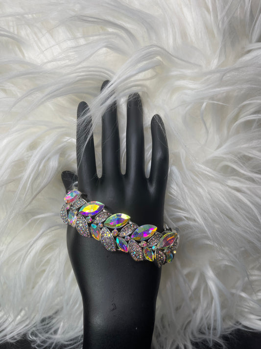 AB Rhinestone Bracelet with Silver Accents
