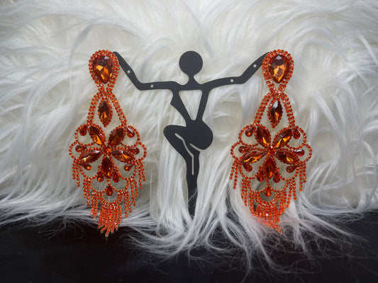 Orange Rhinestone Earrings