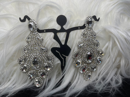 Clear Rhinestone Earrings with Silver Accents