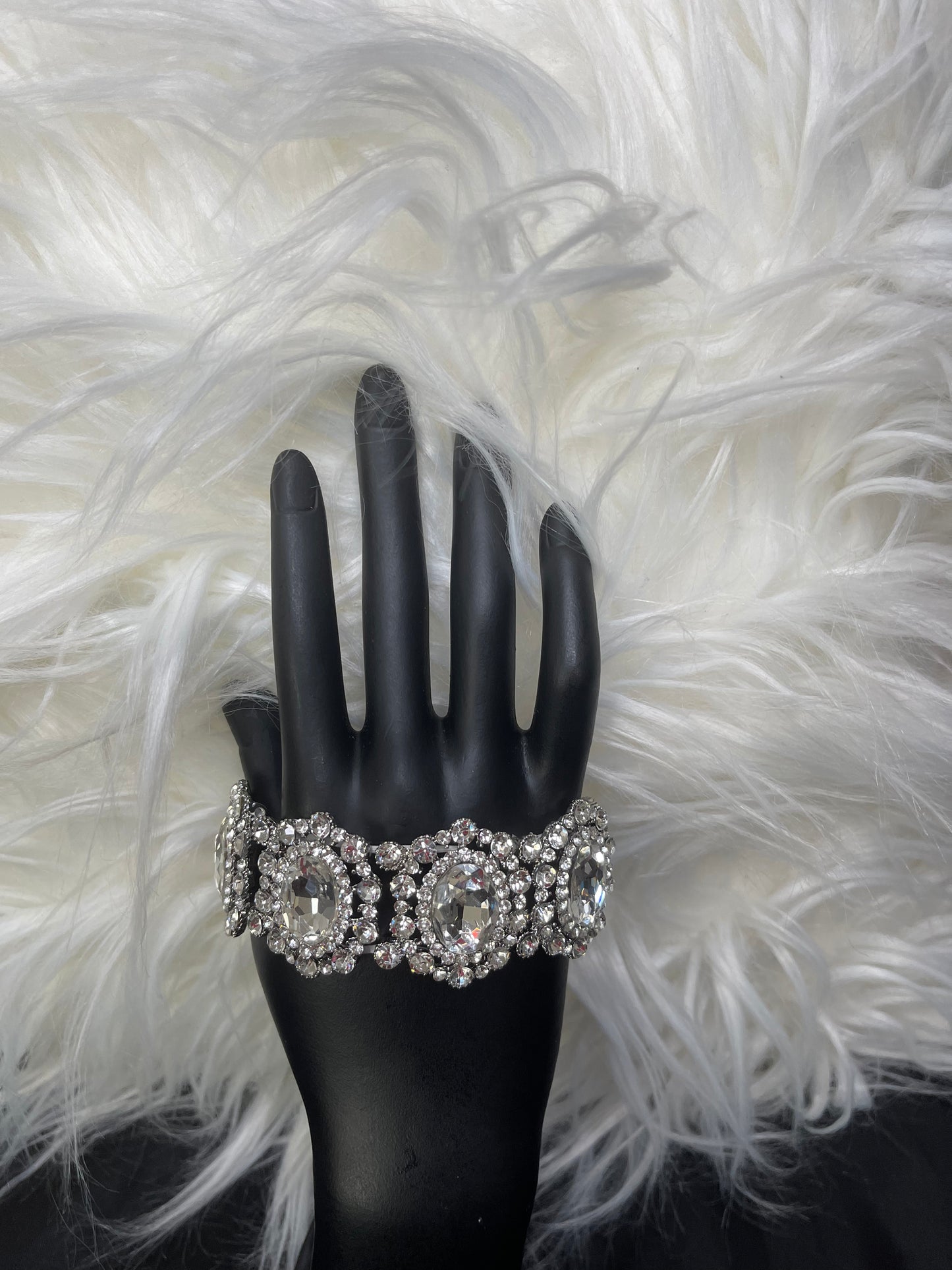 Clear Rhinestone Bracelet with Silver Accents