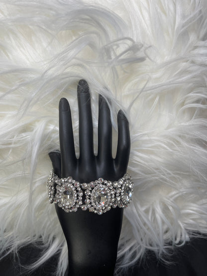 Clear Rhinestone Bracelet with Silver Accents
