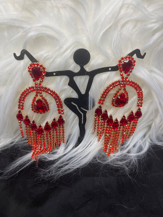 Red Rhinestone Earrings