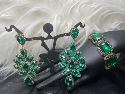 Green Rhinestone Earrings