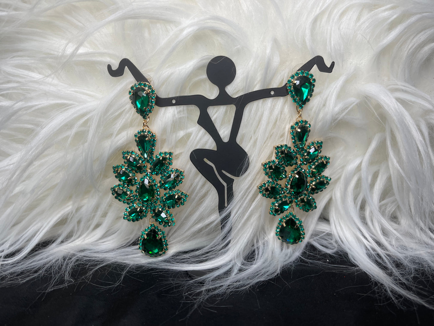 Green Rhinestone Earrings