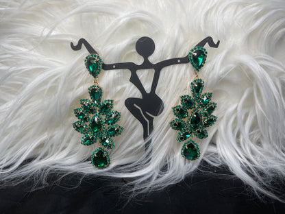 Green Rhinestone Earrings