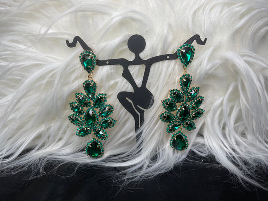 Green Rhinestone Earrings