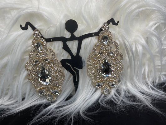 Clear Rhinestone Earrings with Gold Accents